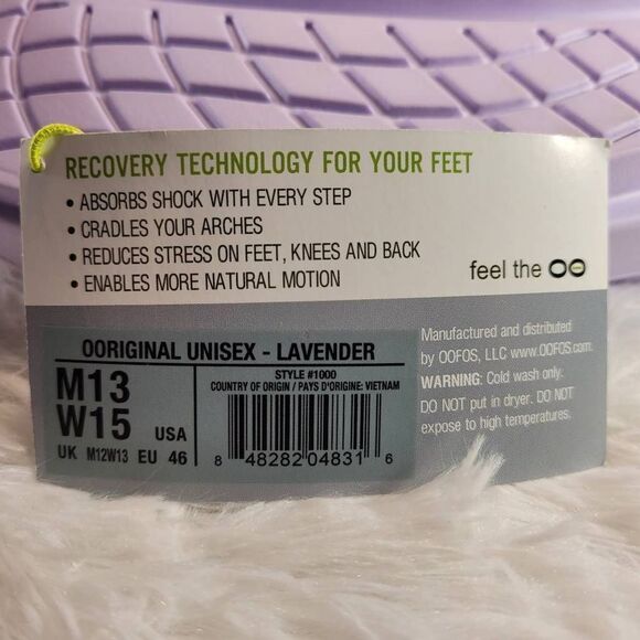 Oofos OOriginal Unisex Lavender Flip Flops- Size M13/W15- NWT - Picture 9 of 9
